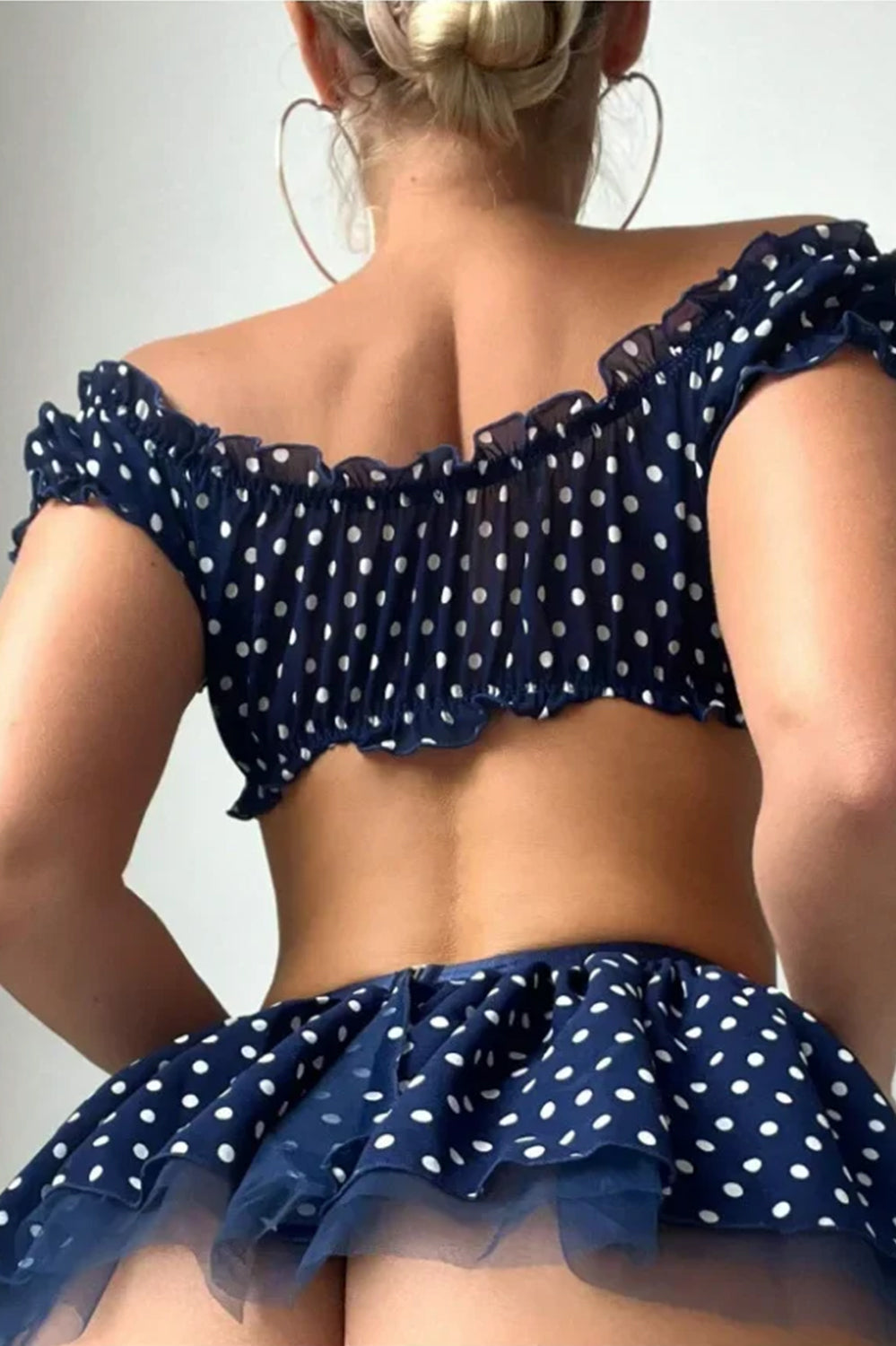 Polka Dot Garter Skirt Lingerie Set – Retro Pin-Up Charm