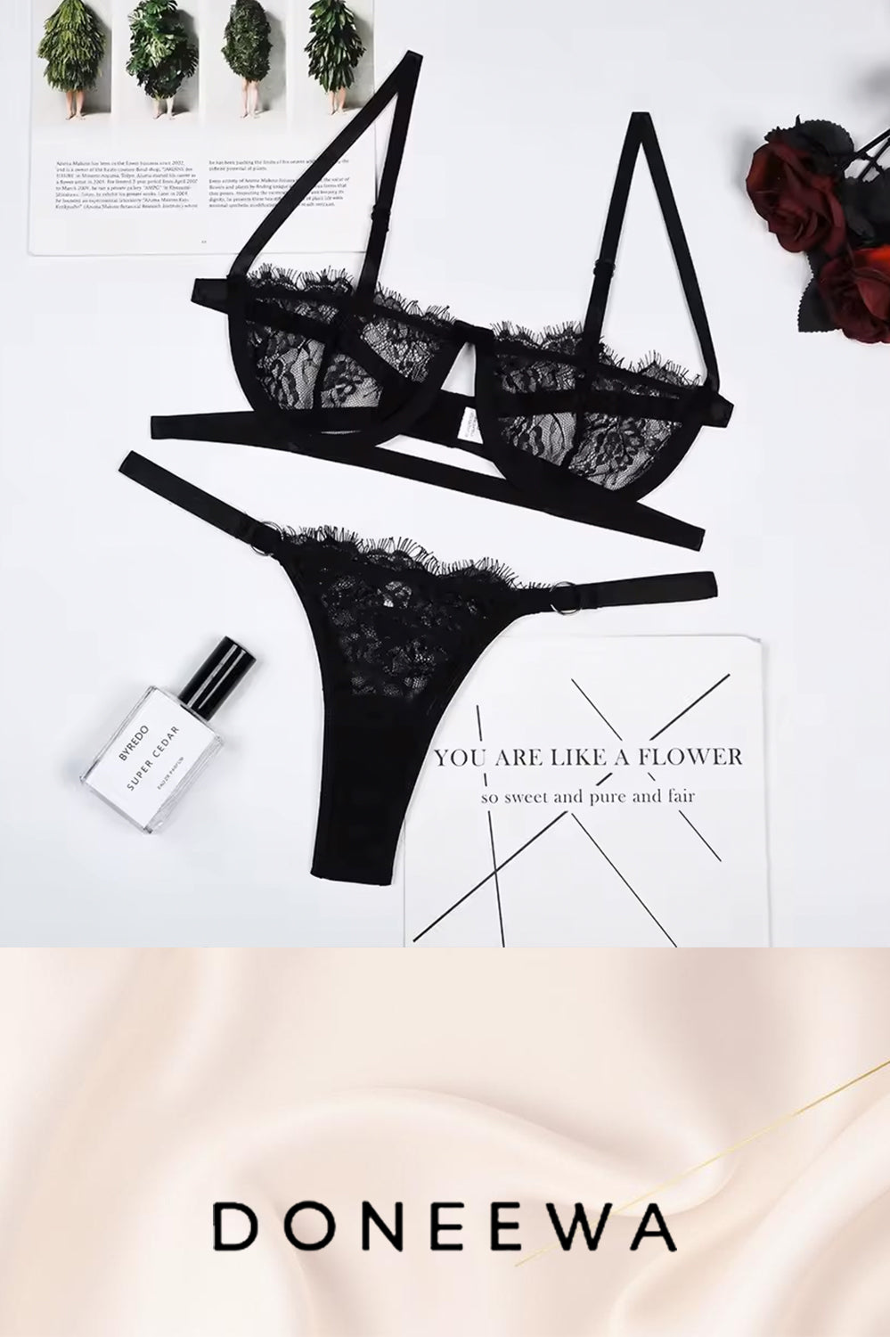 Midnight Allure Lace Lingerie Set – Elegant Romance Collection