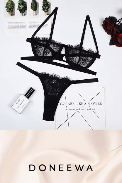 Midnight Allure Lace Lingerie Set – Elegant Romance Collection
