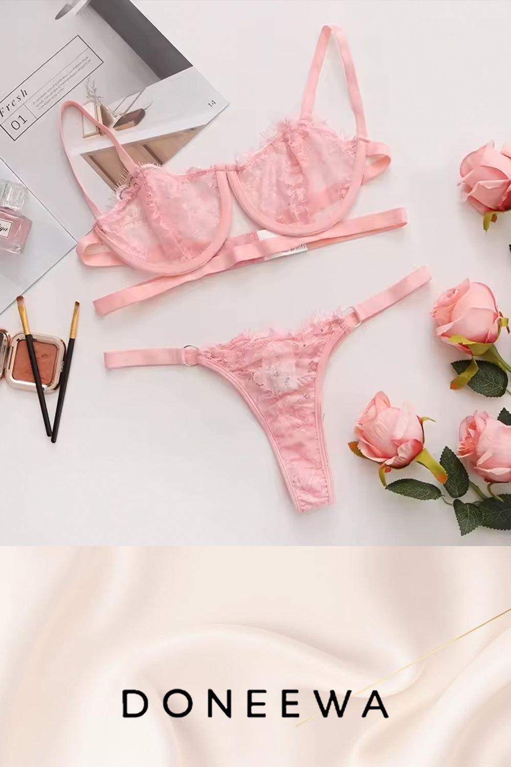 Midnight Allure Lace Lingerie Set – Elegant Romance Collection