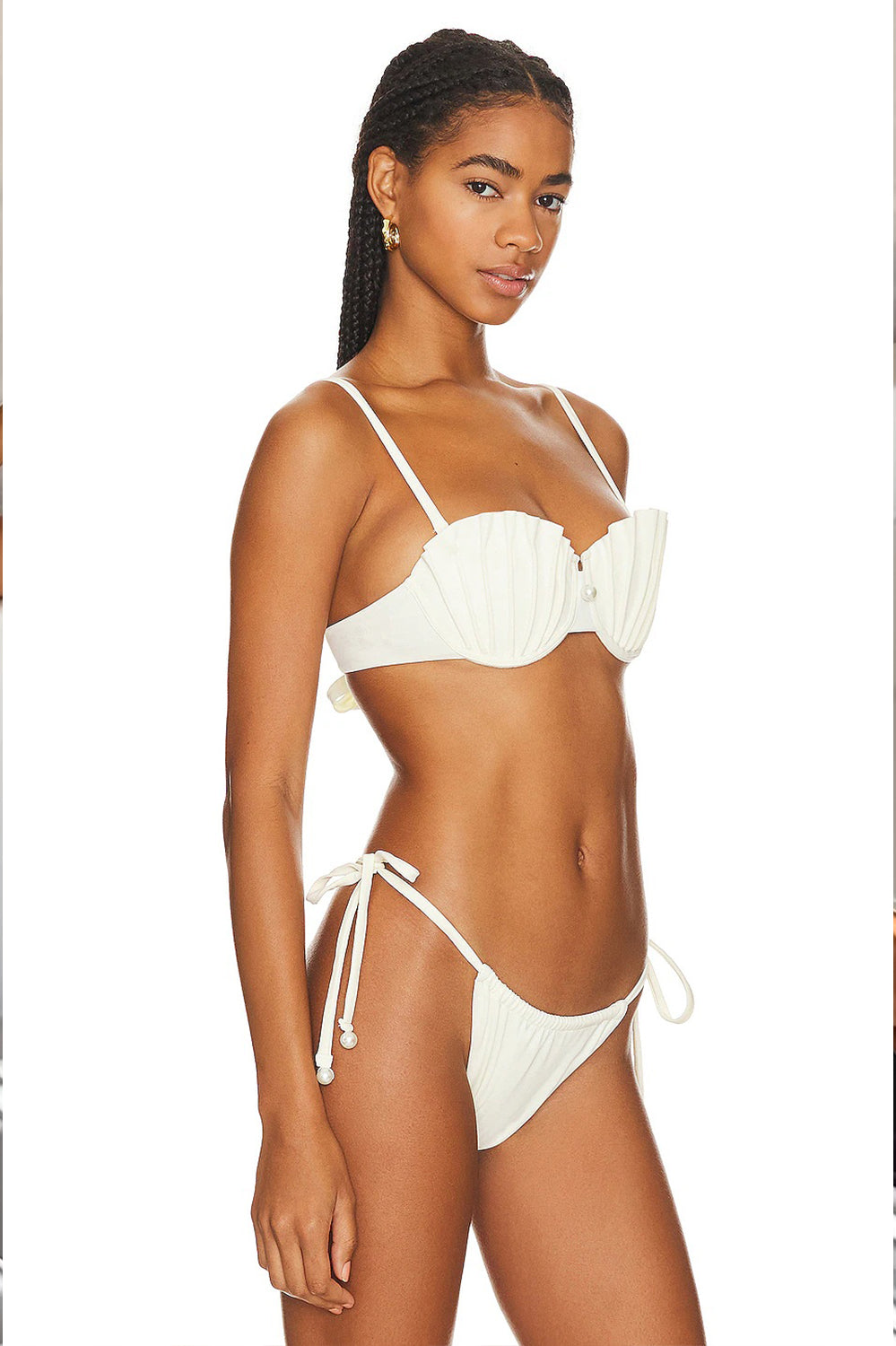 Shell-Cup Bikini Set with Pearl Accent – Ivory Shoreline Dream