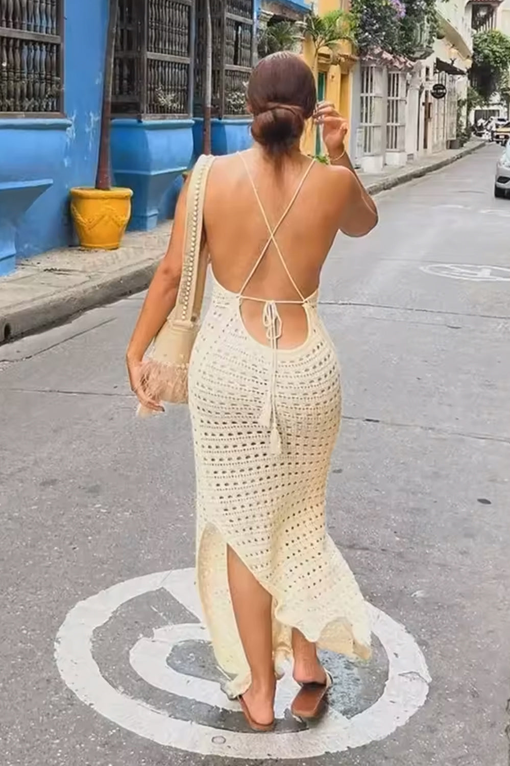 Pearl-Strapped Ruched Mini Dress – Champagne Mirage Edition