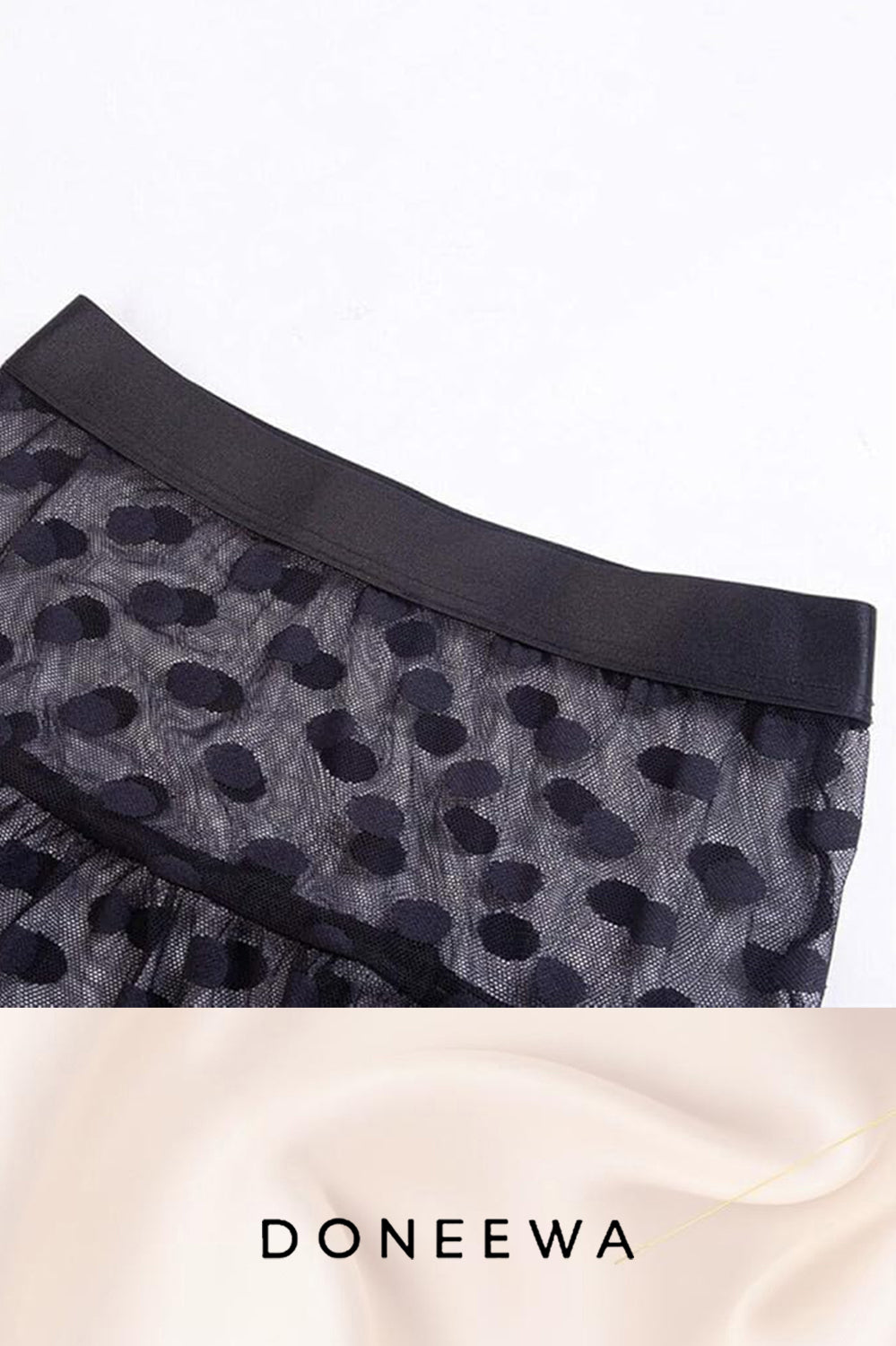 Polka Dot Mesh Skirt with Elastic Waist – Available S to XL