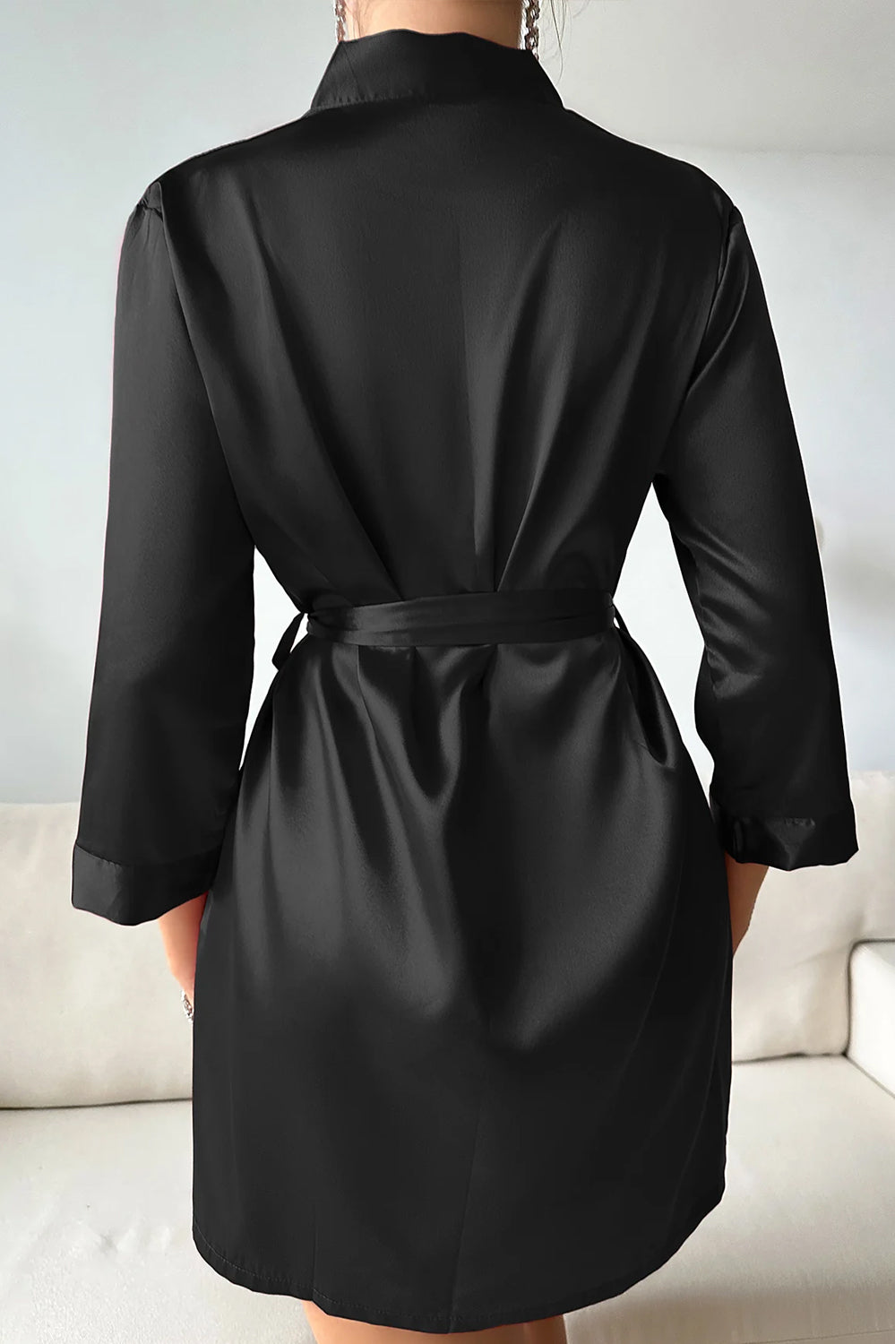 Midnight Satin Kimono Robe – Luxe Touch Edition