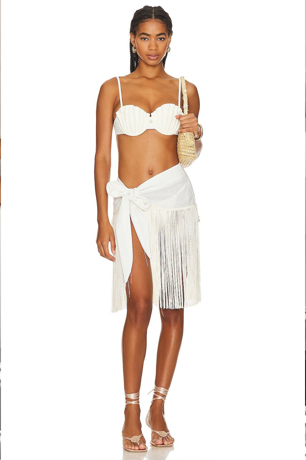 Shell-Cup Bikini Set with Pearl Accent – Ivory Shoreline Dream