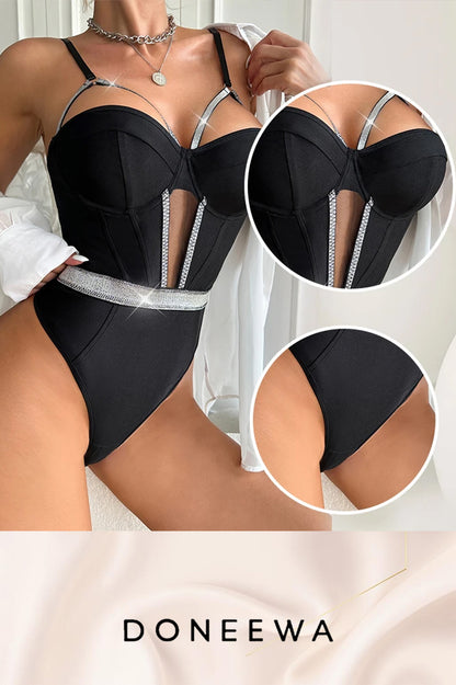 Rhinestone Glamour Bodysuit – Sparkle & Seduce Collection
