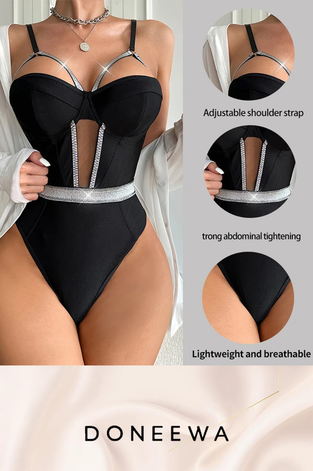 Rhinestone Glamour Bodysuit – Sparkle & Seduce Collection