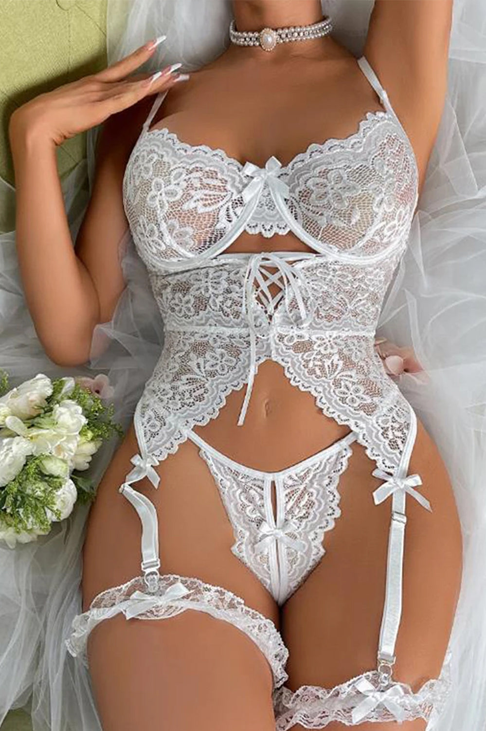 Romantic Lace Corset Lingerie Set – Bridal Elegance Edition