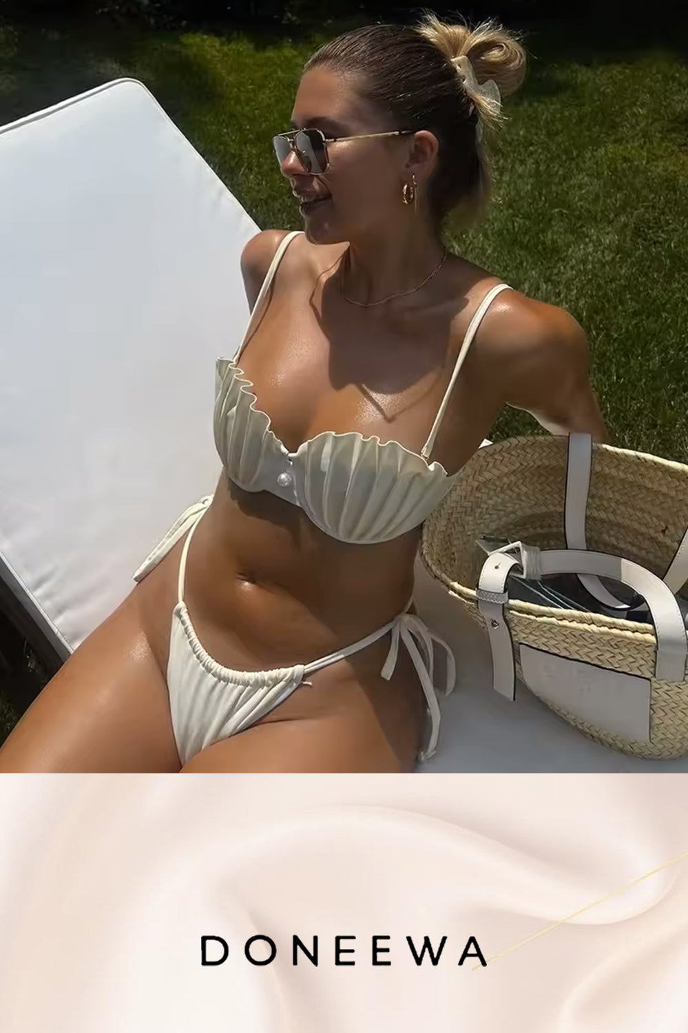 Shell-Cup Bikini Set with Pearl Accent – Ivory Shoreline Dream