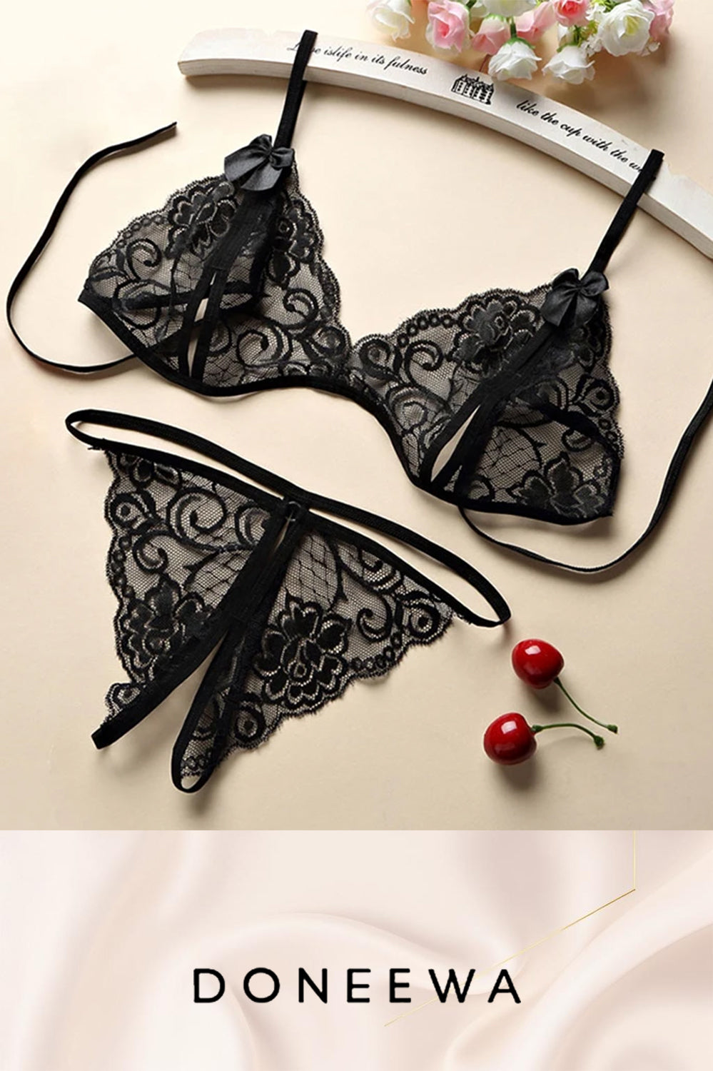 Lace Halter Babydoll Lingerie – Soft Elegance & Sheer Temptation