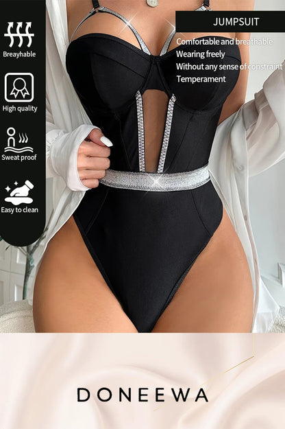 Rhinestone Glamour Bodysuit – Sparkle & Seduce Collection