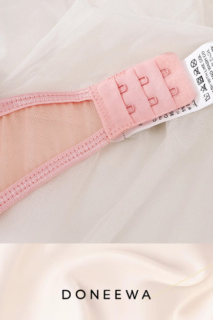 Romantic Blossom Mesh Lingerie Set with 3D Floral Appliqué – Blush Pink Seduction