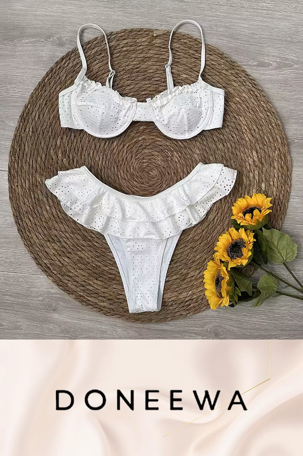 Blushing Ruffle Embroidered Lingerie Set – Bridal White Fantasy