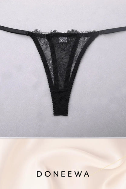 Seductive Mesh & Tulle Garter Lingerie Set – Black & Red Temptation