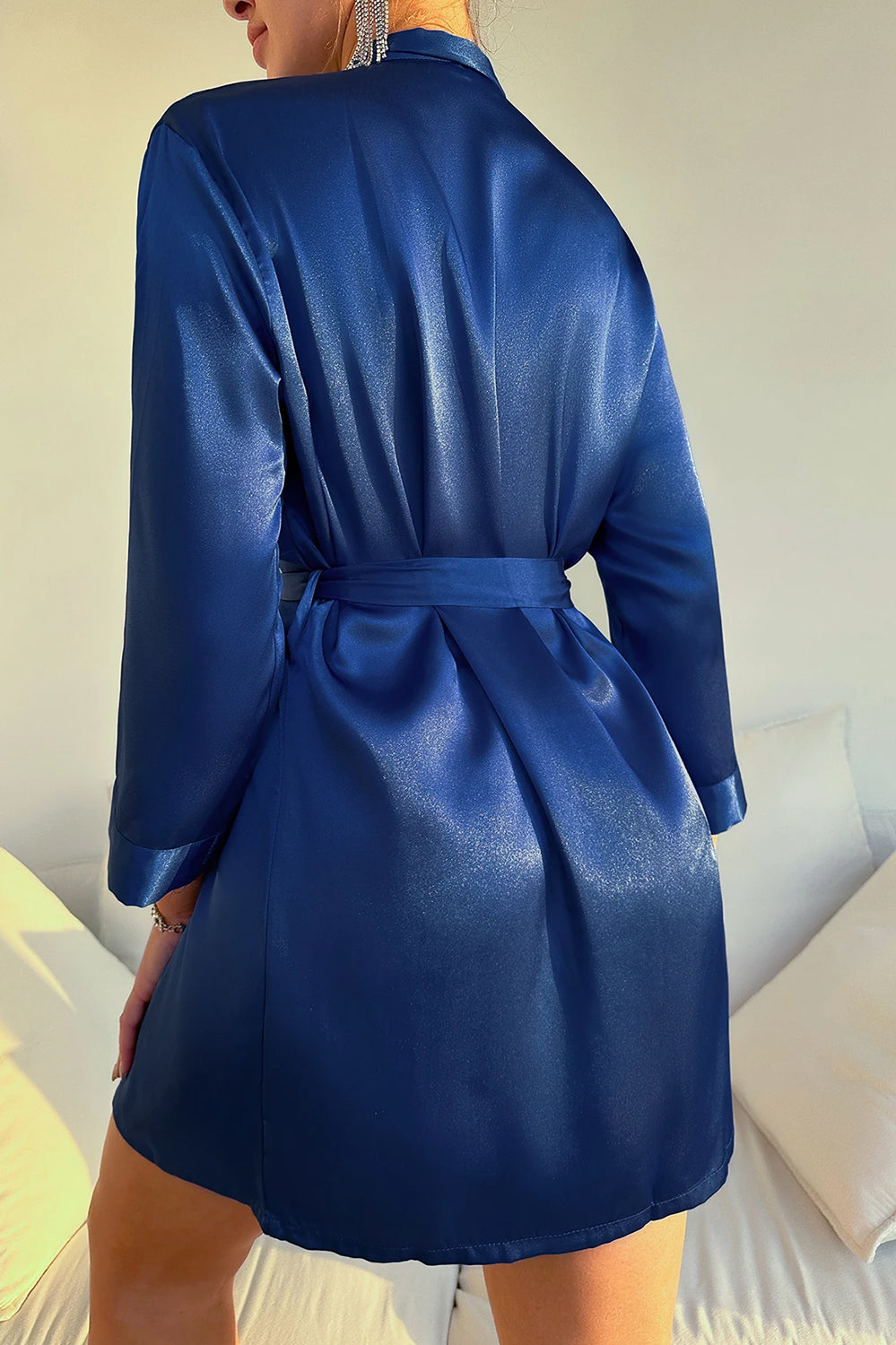 Midnight Satin Kimono Robe – Luxe Touch Edition