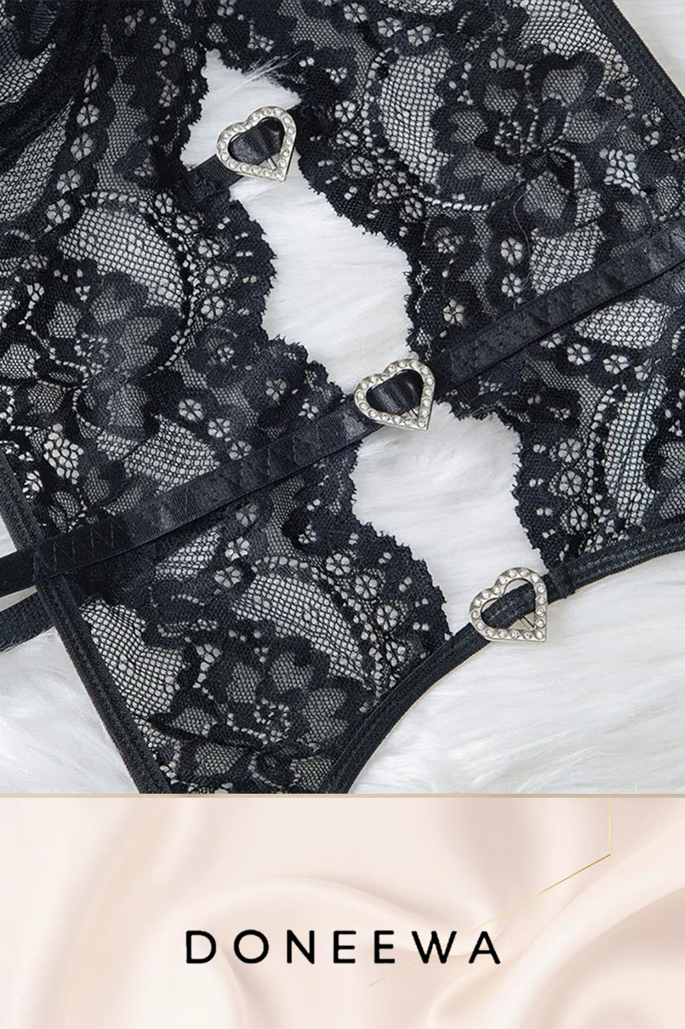 Lace Heart Accent Garter Lingerie Set – Romantic Elegance Design