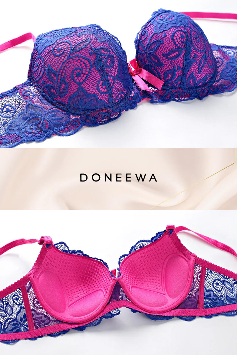 Elegant Lace Push-Up Lingerie Set – Double Color Temptation