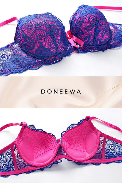 Elegant Lace Push-Up Lingerie Set – Double Color Temptation