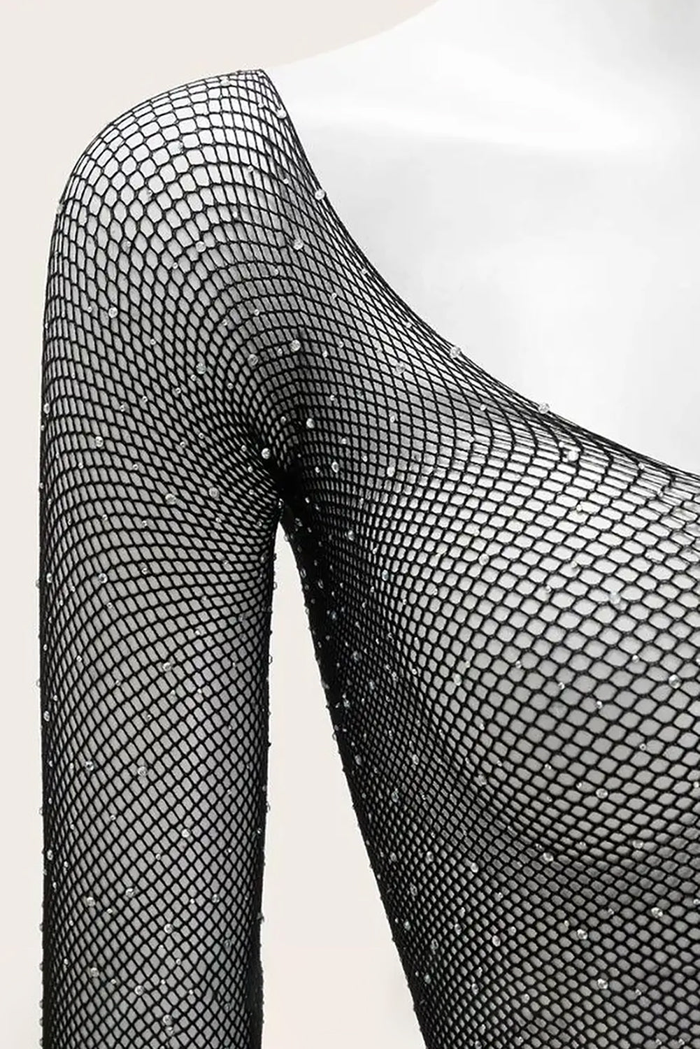 Lace Mesh Bodystocking with Sparkling Rhinestones - One Size Fits Most