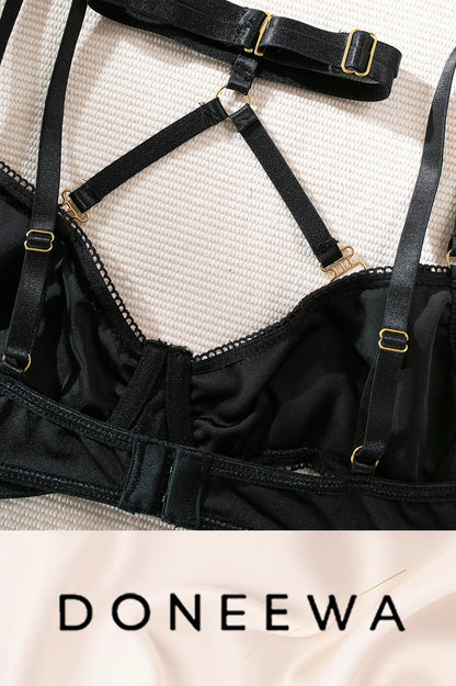 Seductive Velvet Harness Lingerie Set – Adjustable Two-Piece Elegance