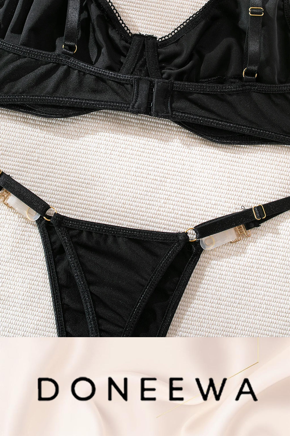 Seductive Velvet Harness Lingerie Set – Adjustable Two-Piece Elegance