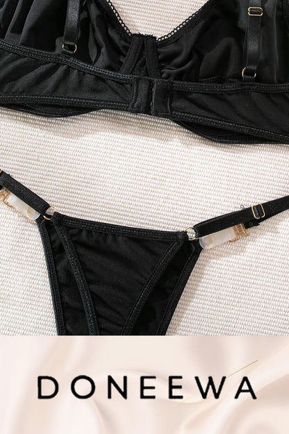 Seductive Velvet Harness Lingerie Set – Adjustable Two-Piece Elegance